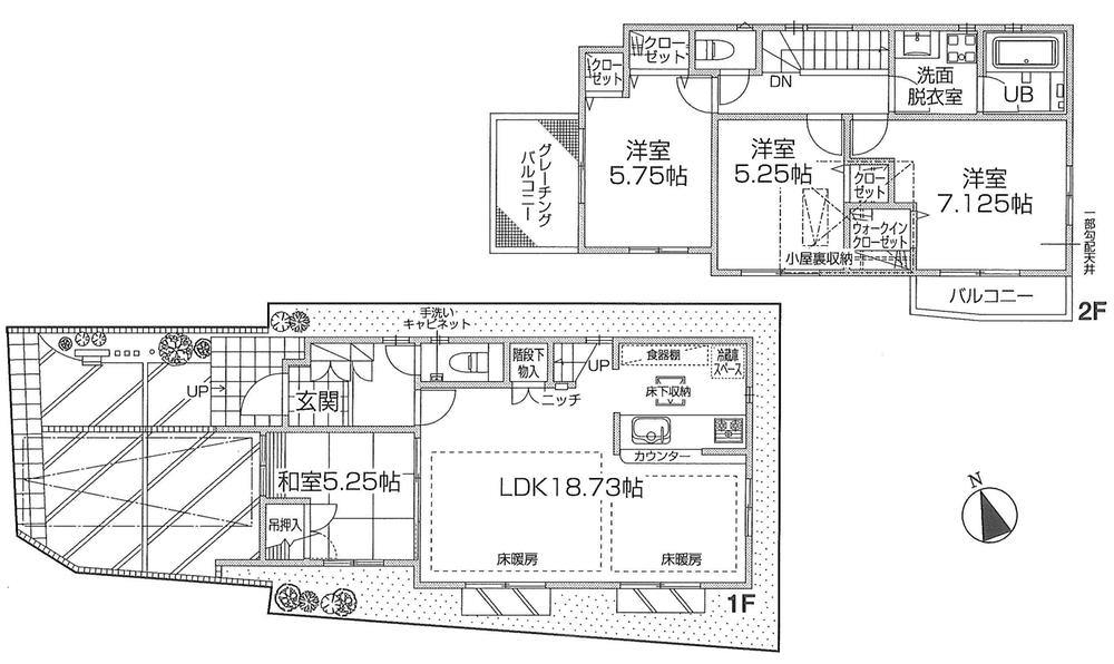 Floor plan. 69,800,000 yen, 4LDK, Land area 94.79 sq m , Building area 93.95 sq m 1 floor living room of 4LDK.