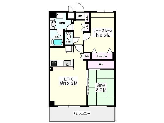 Floor plan. 2LDK, Price 32,800,000 yen, Occupied area 57.39 sq m , Balcony area 9.45 sq m currently empty room, House is cleaning settled. Rooms, It is a very beautiful state.