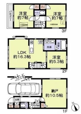 Floor plan. 46,800,000 yen, 4LDK, Land area 54.08 sq m , Between the building area 109.08 sq m A Building floor plan