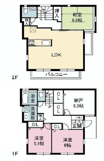 Floor plan. 59,800,000 yen, 4LDK, Land area 128.28 sq m , Building area 102.6 sq m