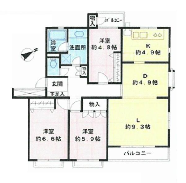 Floor plan. 3LDK, Price 38,200,000 yen, Occupied area 84.33 sq m , Balcony area 6.24 sq m