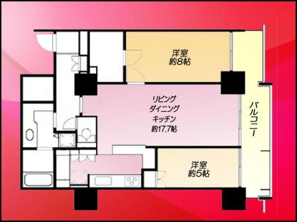 Floor plan. 2LDK, Price 46,800,000 yen, Occupied area 72.87 sq m , Balcony area 11.85 sq m