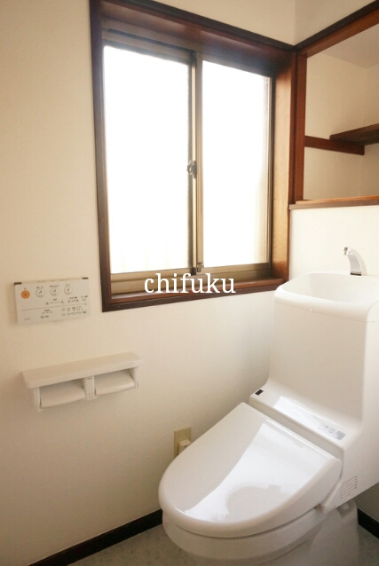 Toilet. First floor toilet Washlet with new goods..