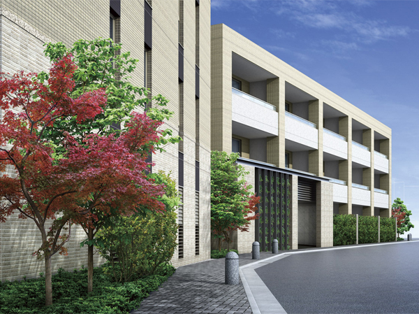 Shared facilities.  [appearance] While the tiles stuck to the texture and color to the base, Colonnaded metal material of the entrance of the eaves and greening has been subjected, Accent wall that fall between the hedge, To accent the glass panel of the balcony, It created a modern style having been the classical. (Rendering)