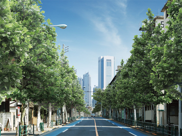 Surrounding environment. Sasazuka from Shinjuku Keio wayside 1 station 5 minutes. In Part 1 Station of access, Away from high-rise buildings from the list office buildings and commercial facilities crowded Shinjuku hustle and bustle, It will help you to better seems residential area calm. (Tap road / Sasazuka branch office before hope from the vicinity of the intersection Nishi-Shinjuku district: 13 mins ・ About 1000m ※ It has been subjected to some CG processing, In fact a slightly different)