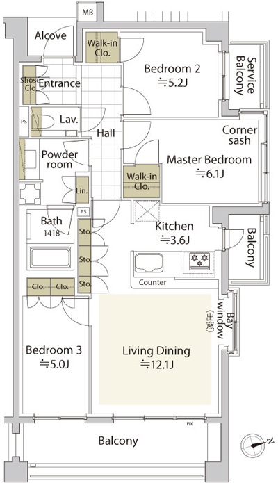 Floor: 3LDK + 2WIC, the area occupied: 74.1 sq m, Price: 60,532,000 yen, now on sale