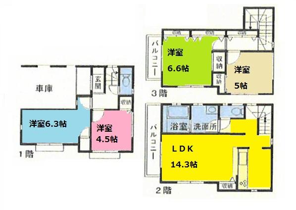 Floor plan. (A Building), Price 56,800,000 yen, 4LDK, Land area 61.38 sq m , Building area 101.66 sq m