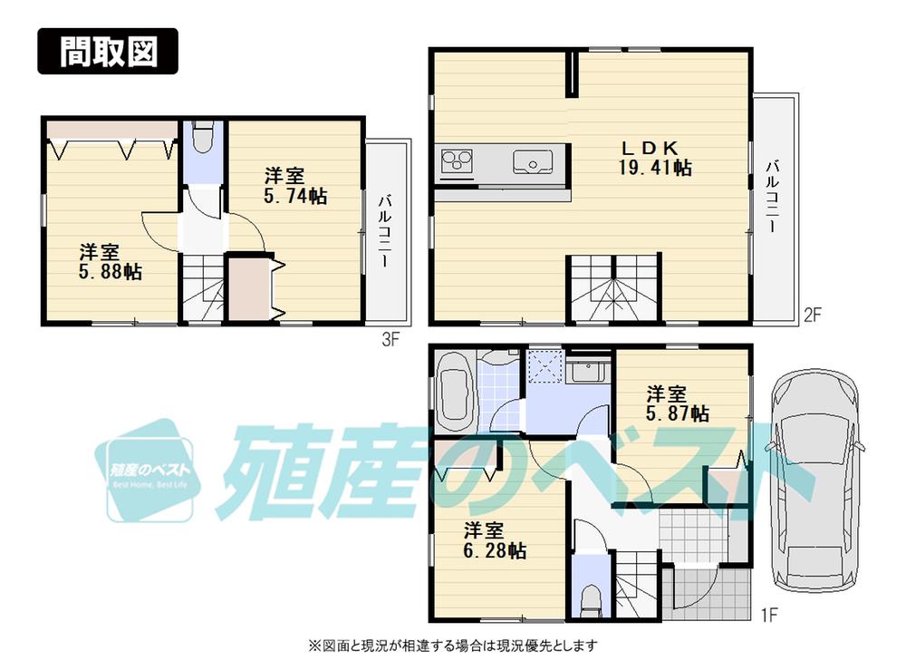 Floor plan. (D Building), Price 67800000 yen, 4LDK, Land area 60.26 sq m , Building area 92.19 sq m