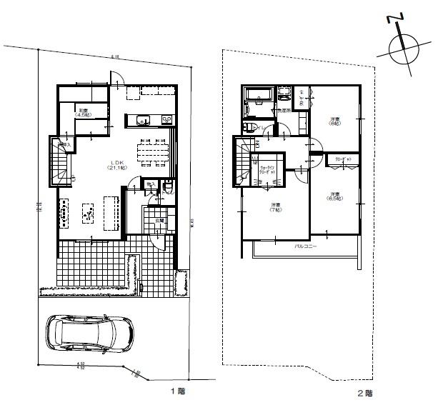 Floor plan. (A Building), Price 68,630,000 yen, 4LDK, Land area 134.27 sq m , Building area 104.76 sq m