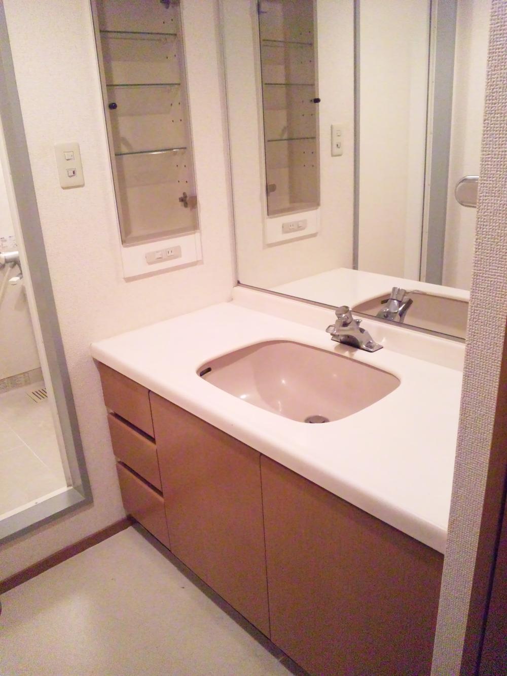 Wash basin, toilet. Bathroom vanity