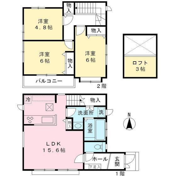 Floor plan. 51,800,000 yen, 3LDK, Land area 106.04 sq m , Building area 80.21 sq m