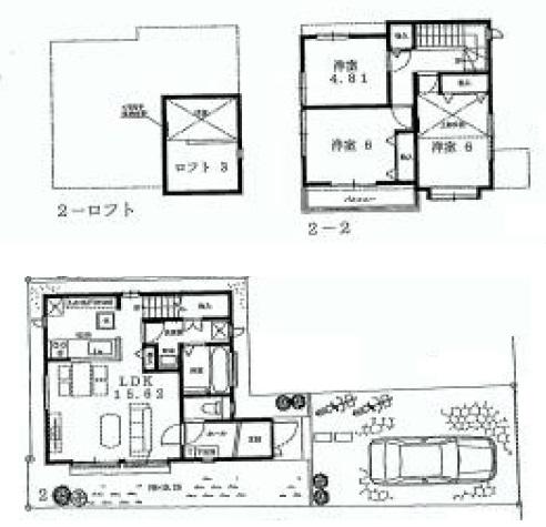Floor plan. (Building 2), Price 51,800,000 yen, 3LDK, Land area 106.04 sq m , Building area 80.21 sq m