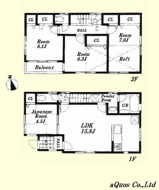 Floor plan. 61,800,000 yen, 4LDK, Land area 97.55 sq m , Building area 94.39 sq m