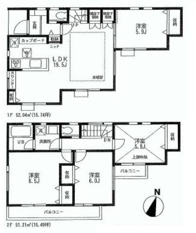 Floor plan. 67,800,000 yen, 4LDK, Land area 109.91 sq m , Building area 103.25 sq m