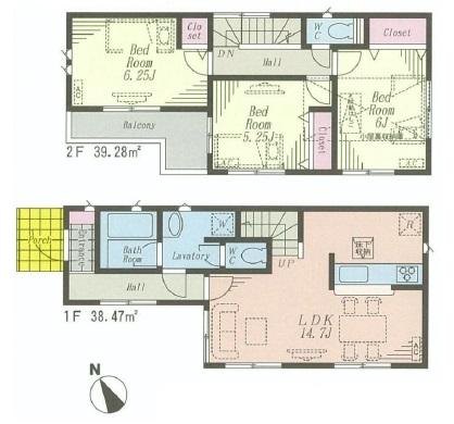 Floor plan. 52,800,000 yen, 3LDK, Land area 79.95 sq m , Building area 77.75 sq m