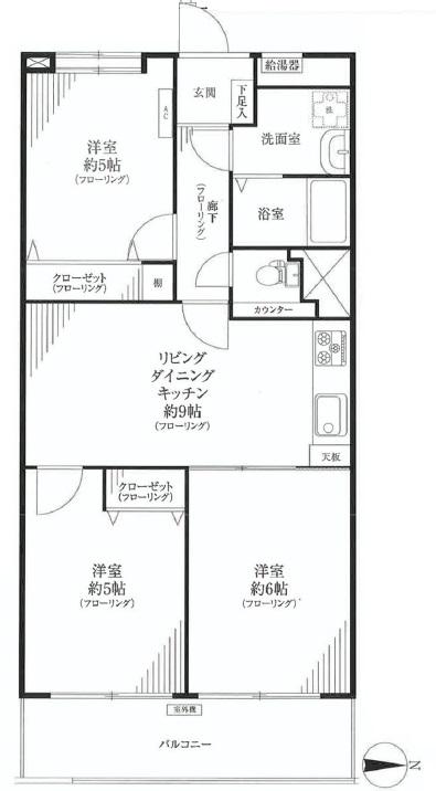 Floor plan. 3LDK, Price 25,800,000 yen, Occupied area 61.82 sq m , Balcony area 7.33 sq m