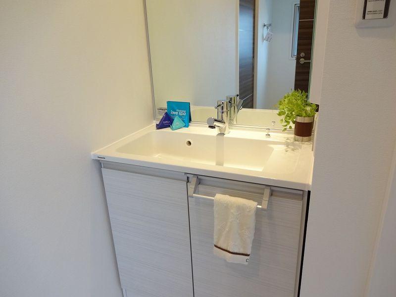 Wash basin, toilet. Bathroom vanity