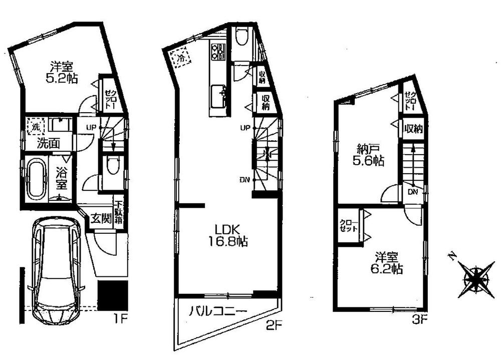 Floor plan. (4 Building), Price 54,800,000 yen, 3LDK, Land area 50.07 sq m , Building area 92.98 sq m