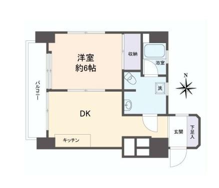Floor plan. 1DK, Price 14 million yen, Occupied area 33.03 sq m , Balcony area 4.5 sq m