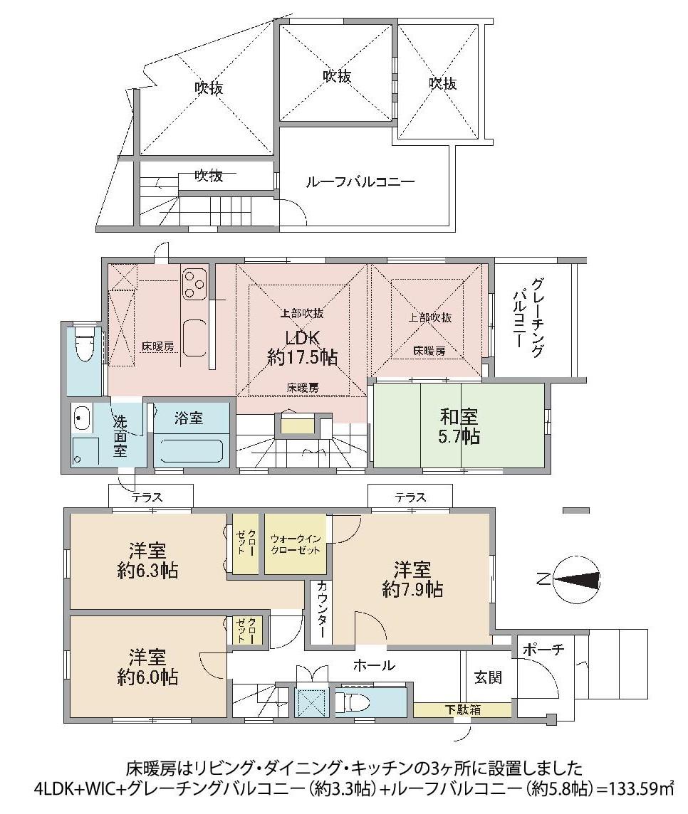 Floor plan. (B Building), Price 69,800,000 yen, 4LDK, Land area 100.1 sq m , Building area 99.74 sq m