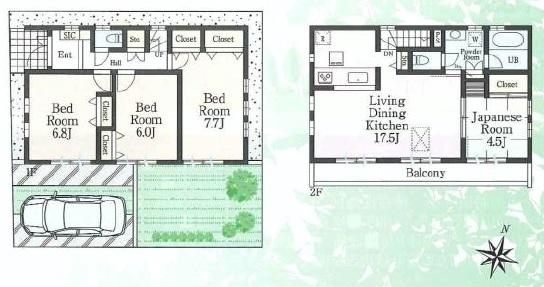 Floor plan. (G Building), Price 78,800,000 yen, 4LDK, Land area 100.01 sq m , Building area 97.7 sq m