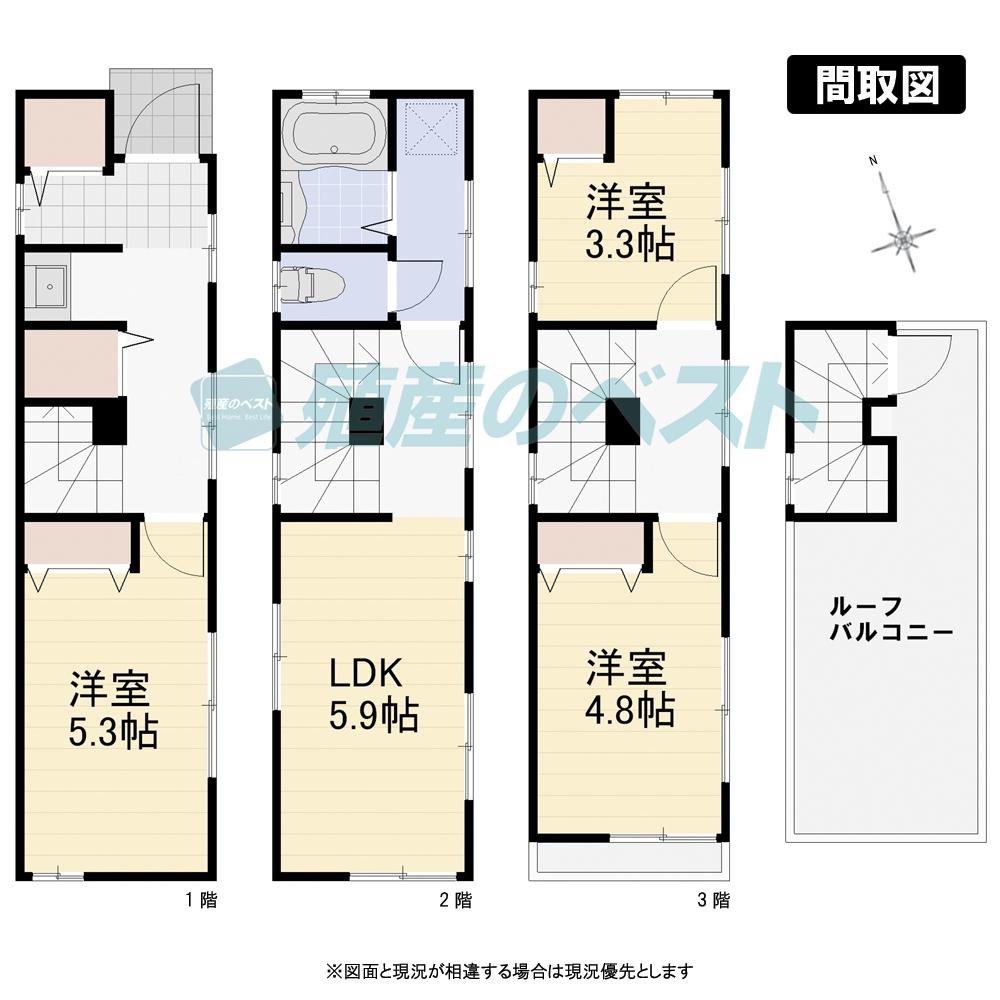 Floor plan. 39,800,000 yen, 3DK, Land area 32.78 sq m , Building area 64.02 sq m