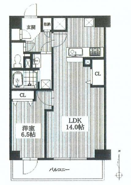 Floor plan. 1LDK, Price 29,800,000 yen, Occupied area 46.12 sq m , Balcony area 6.15 sq m