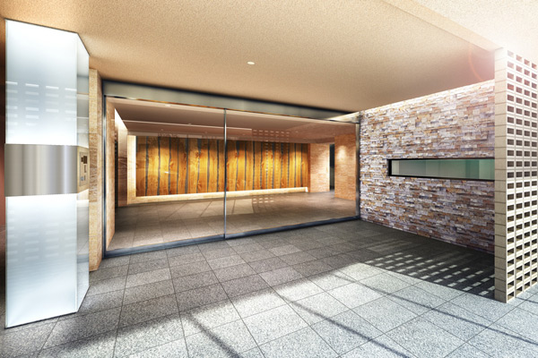 Buildings and facilities. Depict in texture high material and bold layout, Preface to the peace. It is the entrance hall which is a combination of tasteful plaster painted by skilled craftsmen.  ※ Entrance Hall Rendering