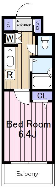 Floor plan. 1K, Price 14 million yen, Footprint 21.7 sq m , Balcony area 4.2 sq m