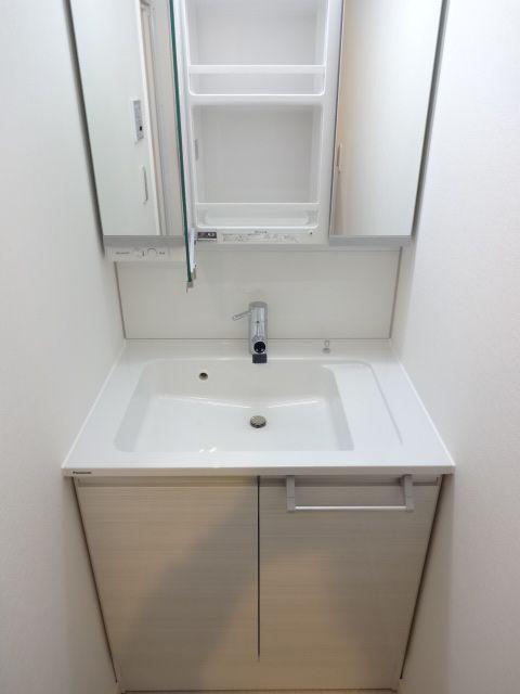 Wash basin, toilet. Bathroom vanity