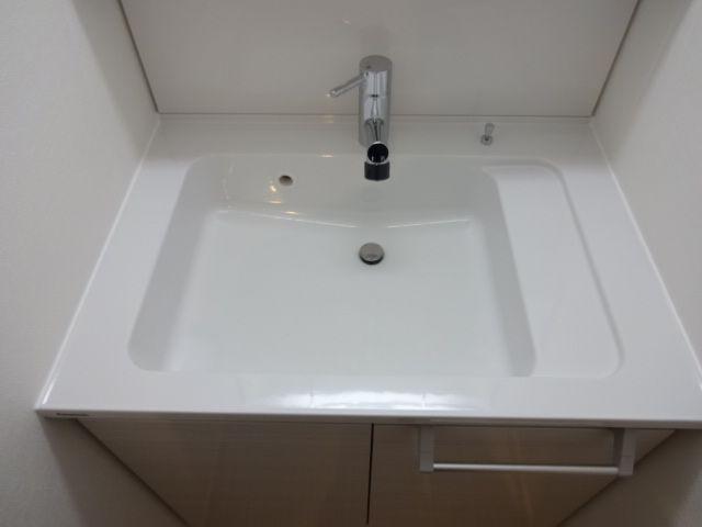 Wash basin, toilet. Bathroom vanity