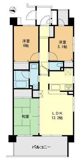 Floor plan. 3LDK, Price 28.8 million yen, Occupied area 66.36 sq m , Balcony area 12.49 sq m ■ Southwest Corner Room