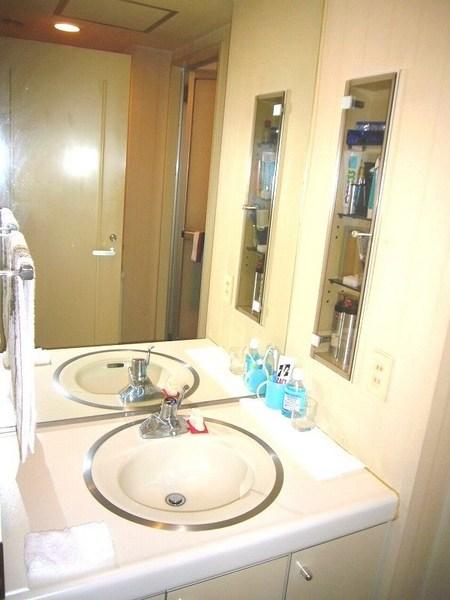 Wash basin, toilet. You can cleansing every morning with a large washbasin!