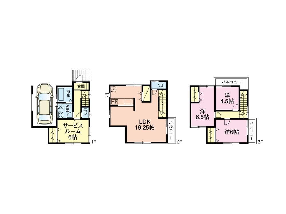 Floor plan. (Building 2), Price 41,500,000 yen, 3LDK+S, Land area 69.18 sq m , Building area 113.03 sq m