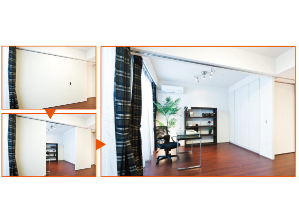 Other.  [A movable partition] Adopting the rail there is no hanger rail on the floor. Since the door of the movable can be put away, Sense of unity with the living will can be free space planning and birth Akehanatsu. (H type same specifications)