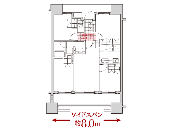 Building structure.  [Wide span] With a minimum of wasted space, such as a hallway, It has designed a living space efficiently. (H type conceptual diagram)