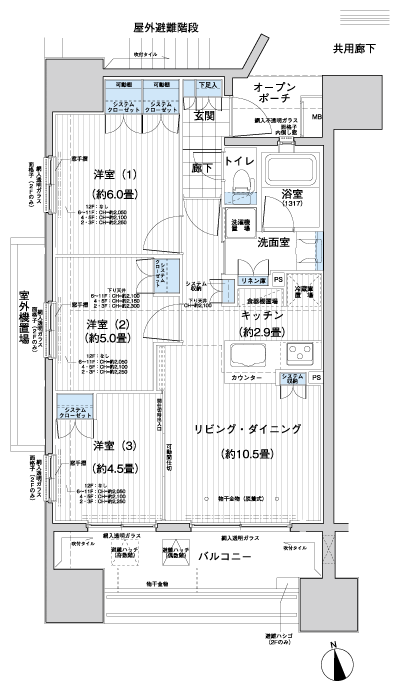 Floor: 3LDK, occupied area: 61.83 sq m