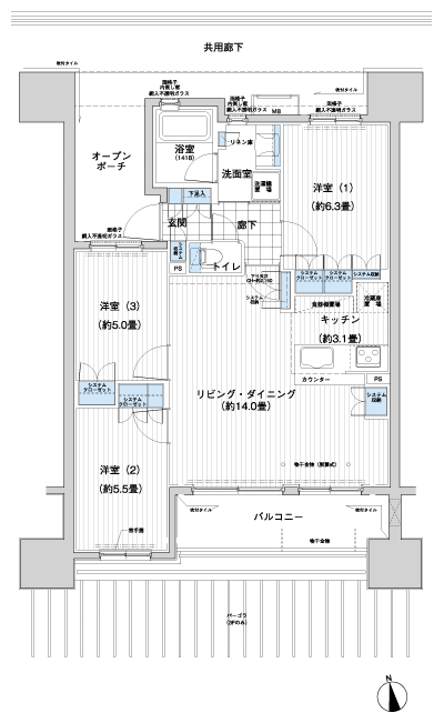 Floor: 3LDK, occupied area: 70.95 sq m