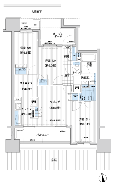 Floor: 3LDK + WIC, the occupied area: 68.77 sq m