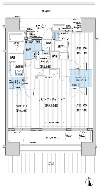 Floor: 3LDK + 2WIC + N, the occupied area: 72.31 sq m