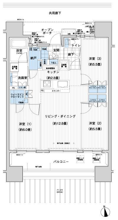 Floor: 3LDK + WIC + N, the occupied area: 72.31 sq m