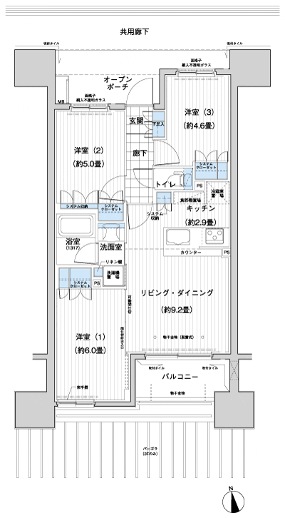 Floor: 3LDK, occupied area: 58.43 sq m