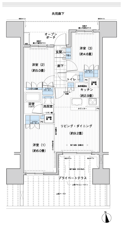 Floor: 3LDK, occupied area: 58.43 sq m