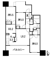 Floor: 3LDK + WIC, the occupied area: 68.77 sq m