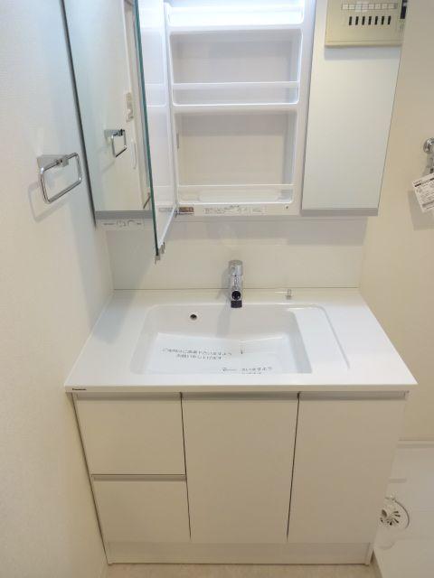 Wash basin, toilet. Bathroom vanity