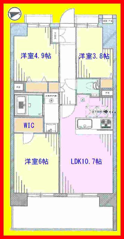 Floor plan. 3LDK, Price 26,800,000 yen, Occupied area 58.52 sq m , Balcony area 11.21 sq m interior full renovation 3LDK