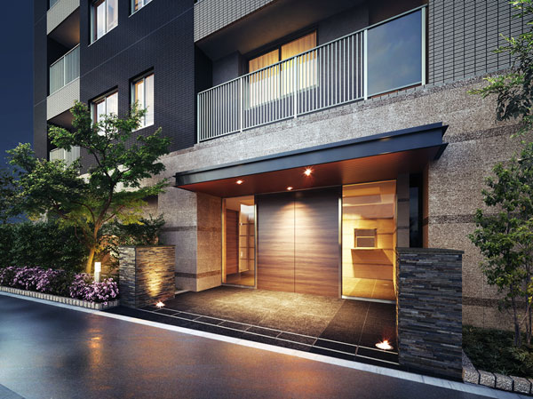 Buildings and facilities. Entrance is arranged to have a distance from the road, It was designed as a room there Yingbin space in consideration of the privacy of. further, Subjected to a moisture rich planting outside structure, And contribute to enriching the creation of streets. As close to the entrance, Quaint natural stone design walls and floors, And moist and Utsushidasu lighting the scene, The expectations of time spent in the mansion, We'll be going to increase slowly. (Entrance Rendering)