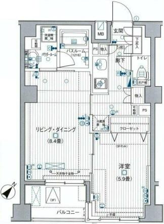 Floor plan. 1LDK, Price 24,800,000 yen, Occupied area 40.02 sq m , Balcony area 4.18 sq m