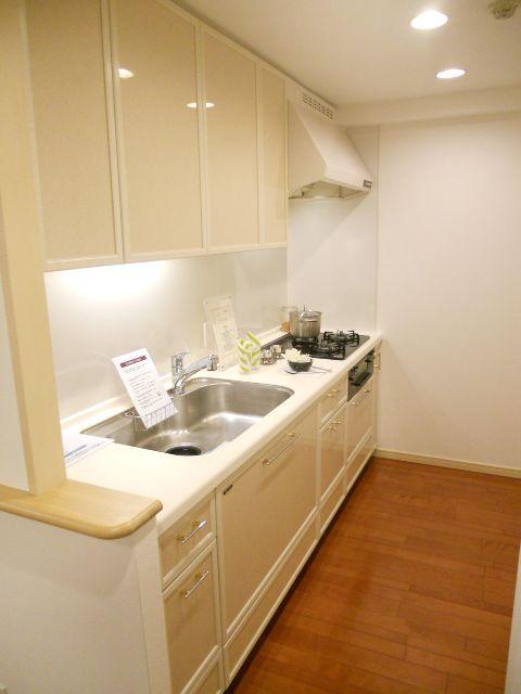 Kitchen. Stylish kitchen, which was white with keynote