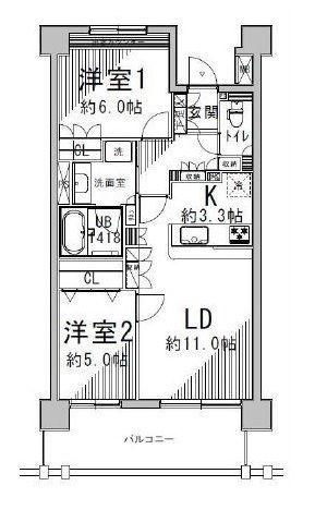 Floor plan. 2LDK, Price 32,800,000 yen, Footprint 60.4 sq m , Balcony area 12 sq m